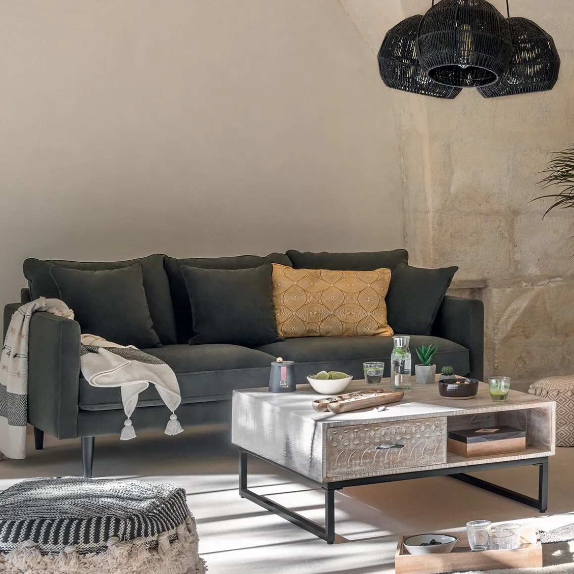 Canapé velours "Candice"