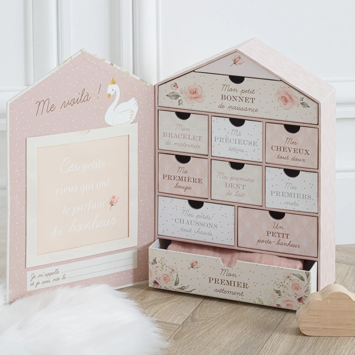 Coffret de naissance maison "Cygne"