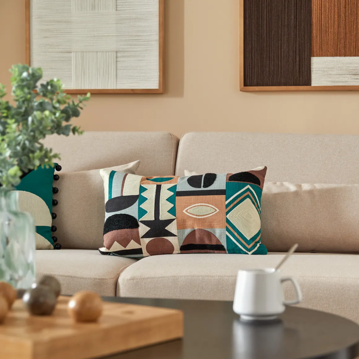 Coussin brodé "Malakite"