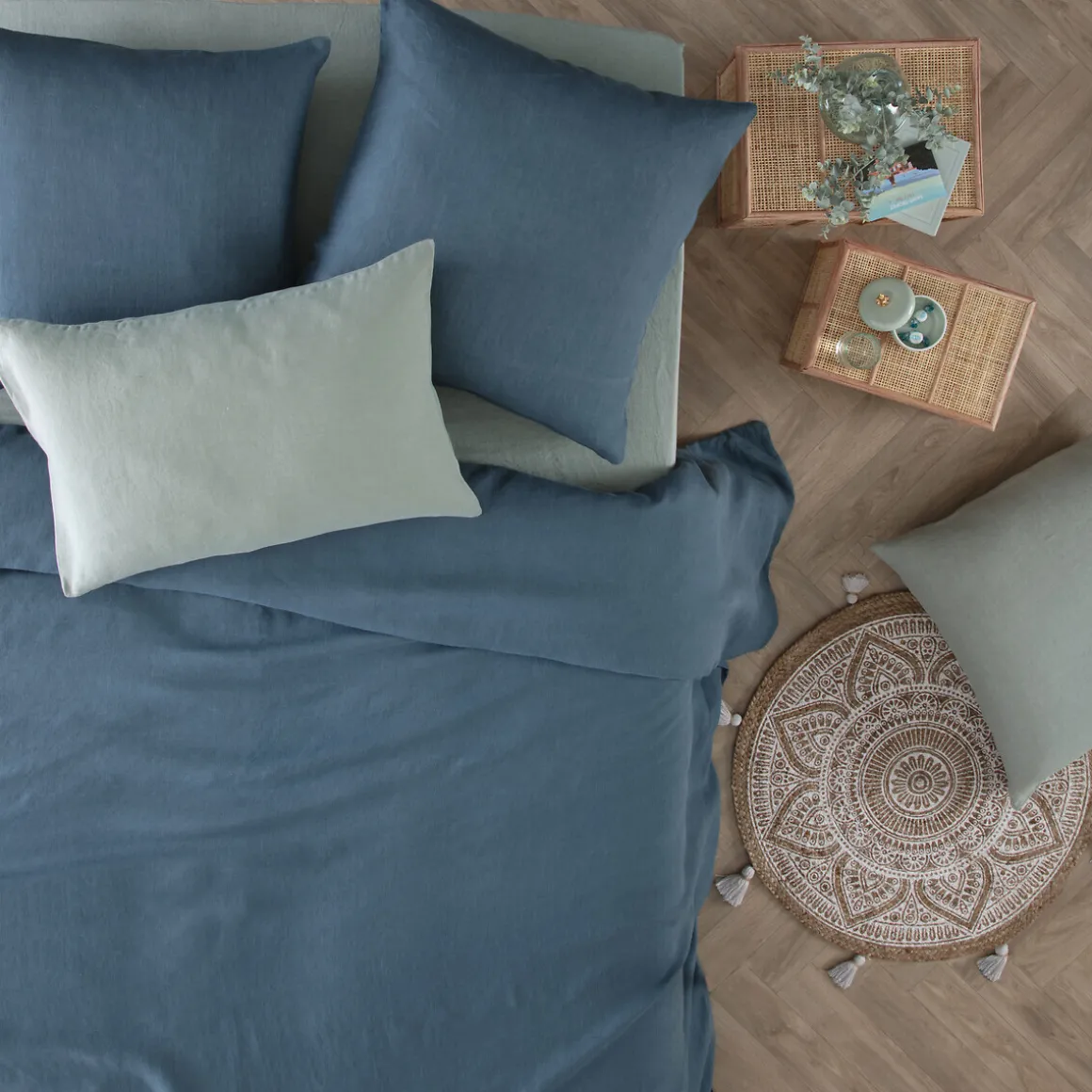 Drap-housse "Linah", lin lavé