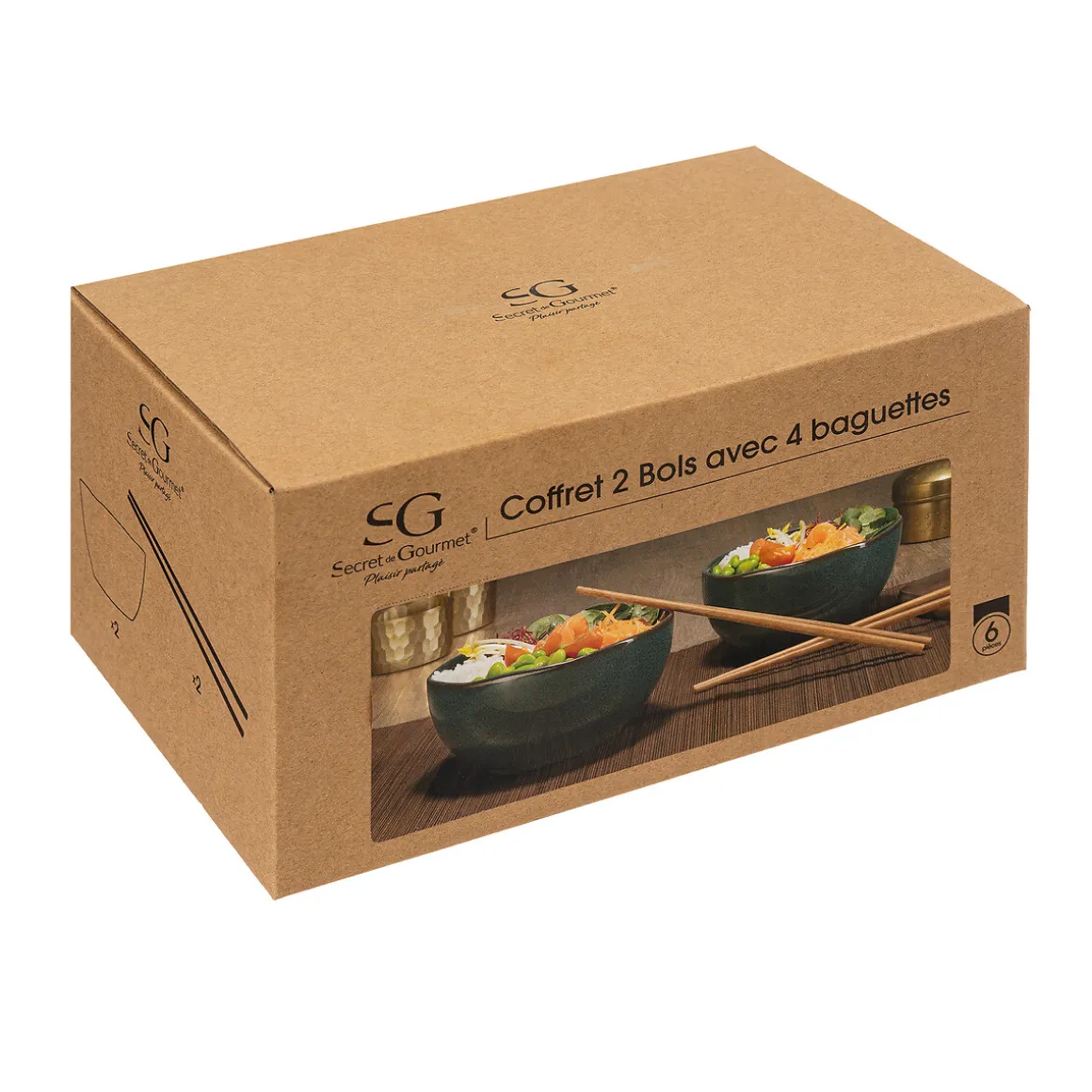 Lot de 2 bols "Jade" avec baguettes