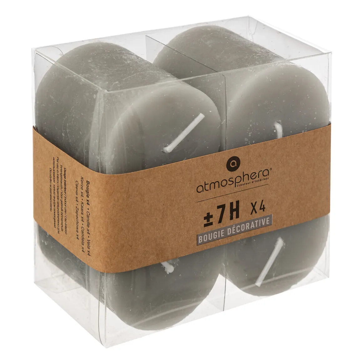 Lot de 4 bougies rustiques "Olia"