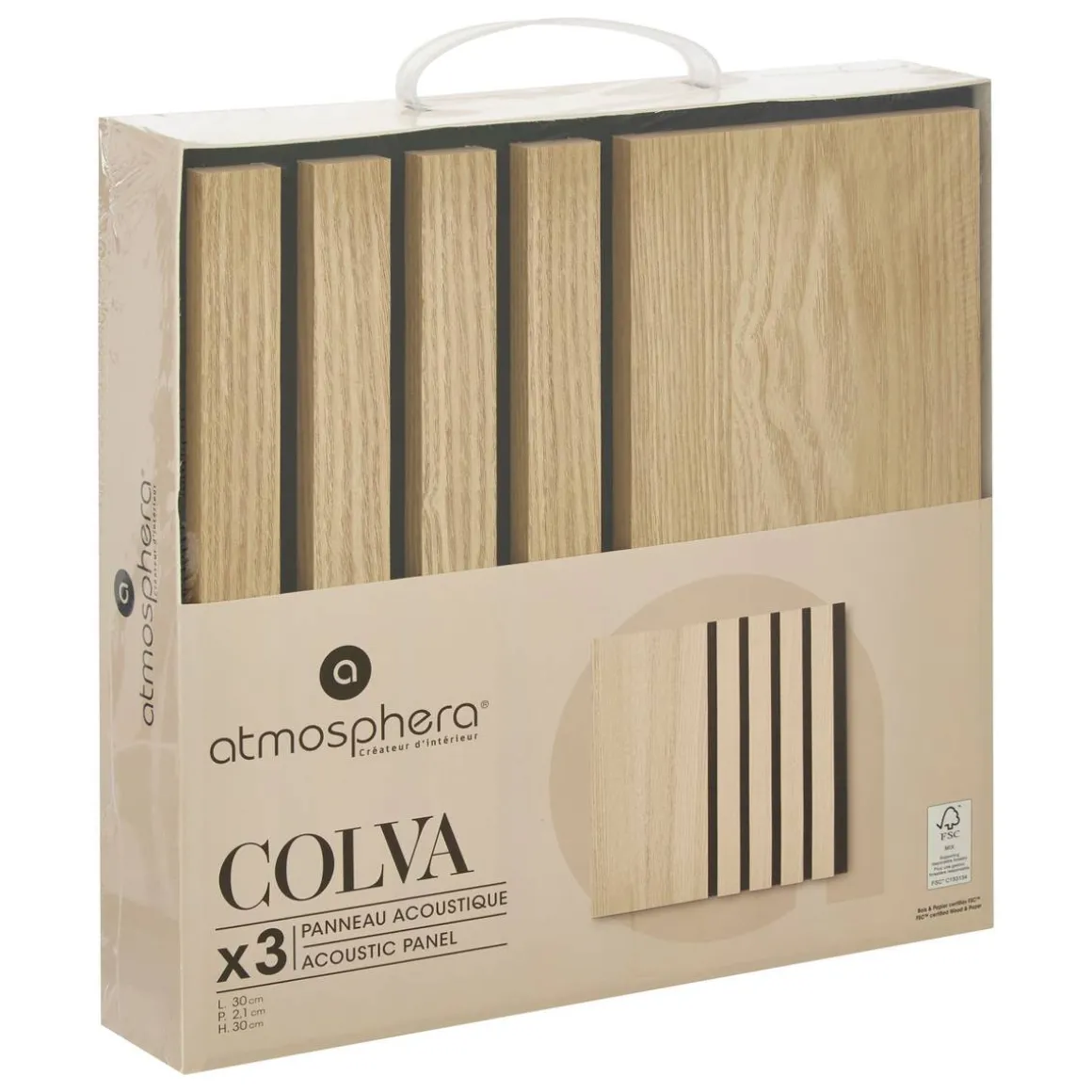 Lot de 3 panneaux décoratifs tasseaux bois Colva