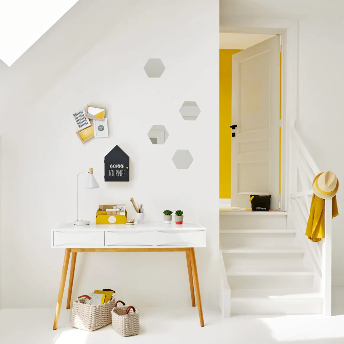 Set de 3 paniers à anses rectangulaires "Tricot"