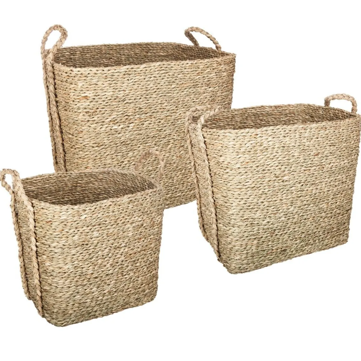 Set de 3 paniers à anses rectangulaires