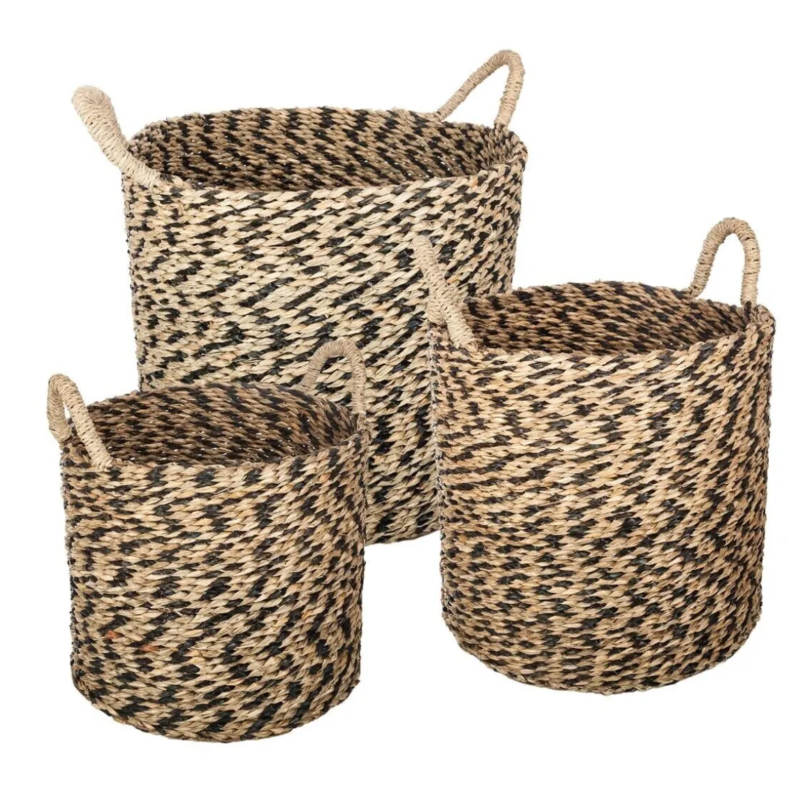 Set de 3 paniers à anses ronds "Etnik"